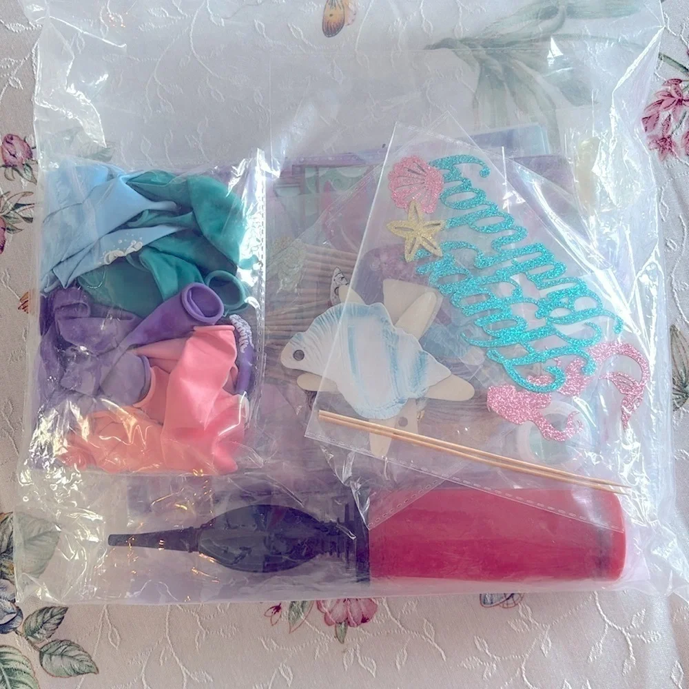 Brand New Mermaid Birthday Party Decorations Balloons Banner Tablecloth Toppers